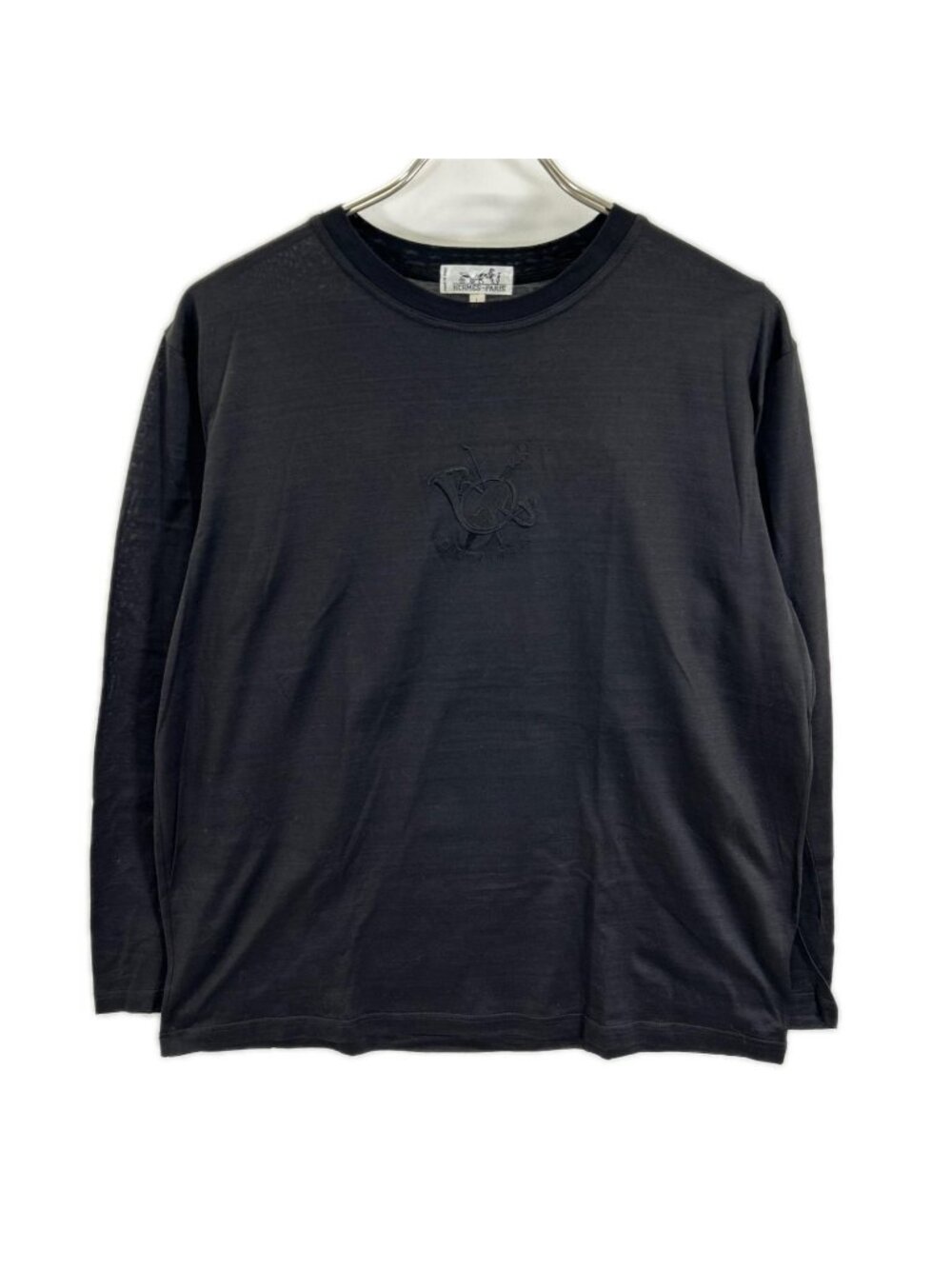 Hermes Black Embroidery Long Sleeve T-Shirt